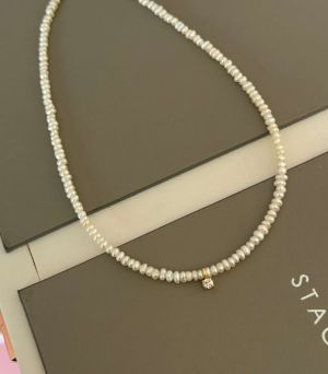 ARGINT 925 Colier perle de cultura cristal