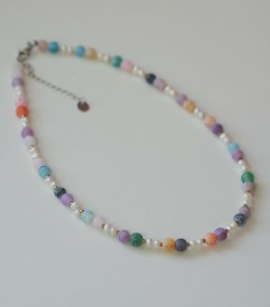 Colier agate si perle de cultura