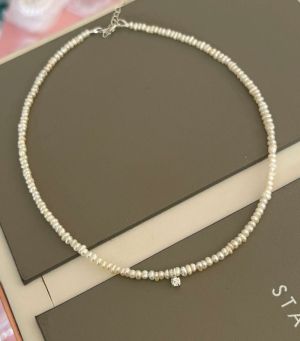 ARGINT 925 Colier perle de cultura cristal